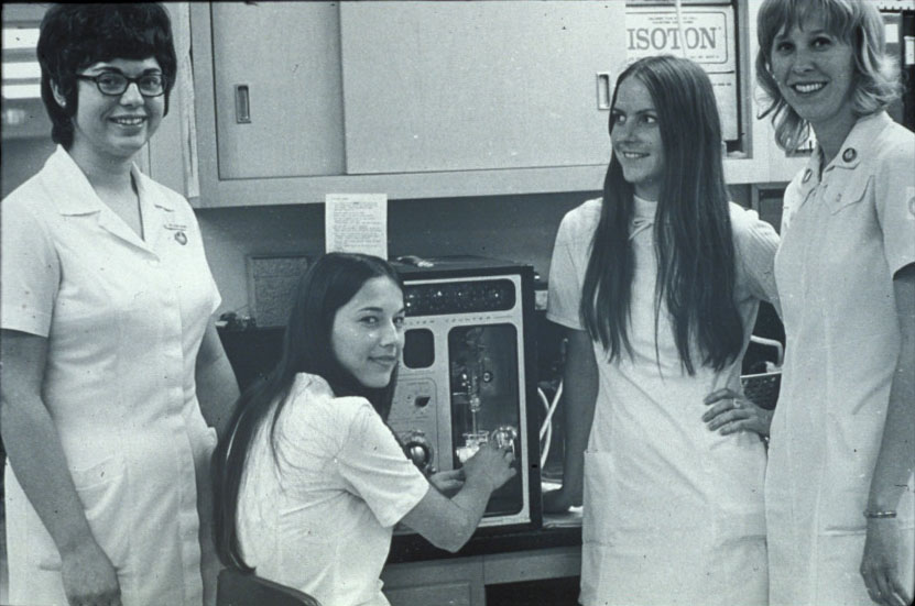 Group of people posing for a picture in 1970s