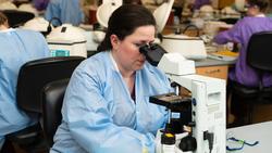 MLS Student Kristen Oldenburg working in a lab