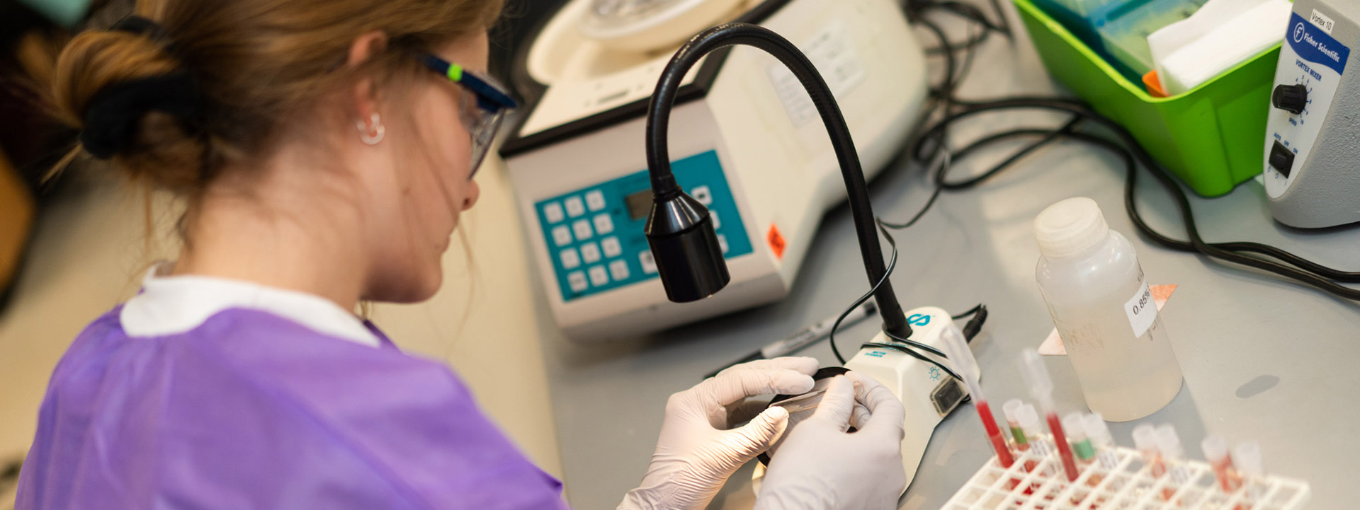 MLS Student working in a lab