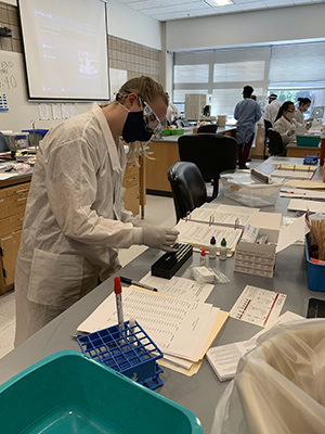 MLS Student working in a lab