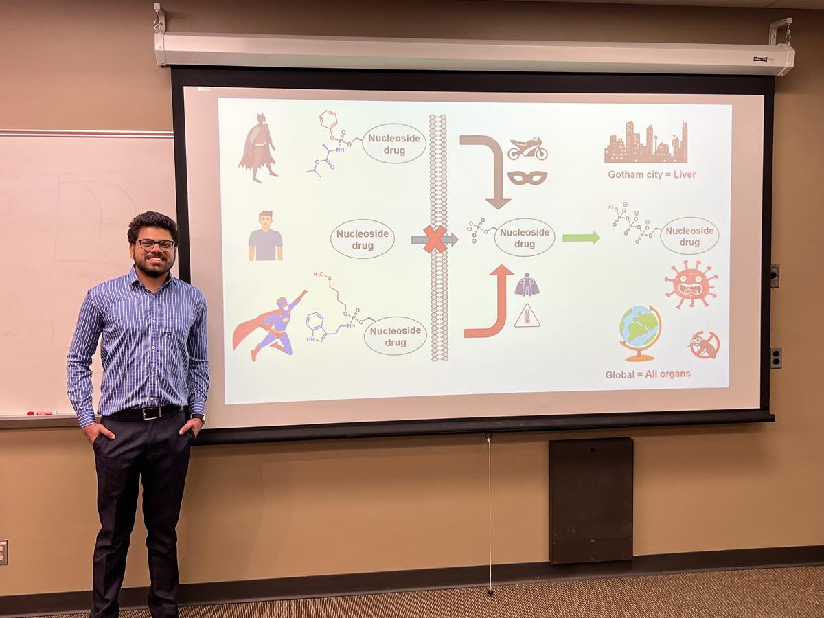 Jigar with his poster at 3MT